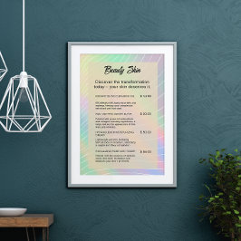 Esthetician Pris List Nagel Tech Trendig Hologram Poster