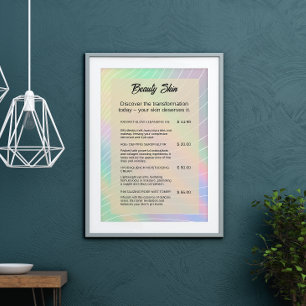 Esthetician Pris List Nagel Tech Trendig Hologram Poster