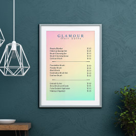 Esthetician Pris List Pastel HoloGrapel Poster