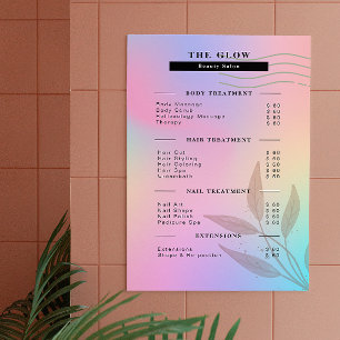 Esthetician Pris List Rosa Holography Iridescent Poster