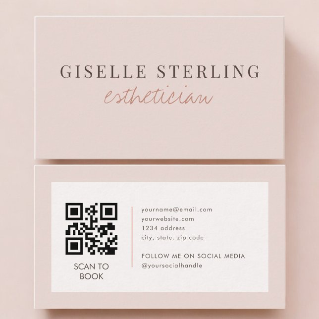 Esthetician QR Code Blush Pink  Visitkort (Skapare uppladdad)