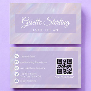 Esthetician QR Code Iridescent Pastel Opal Visitkort