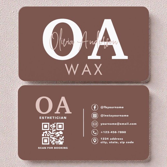 Esthetician QR Code Terracotta Wax Specialist  Visitkort (Skapare uppladdad)