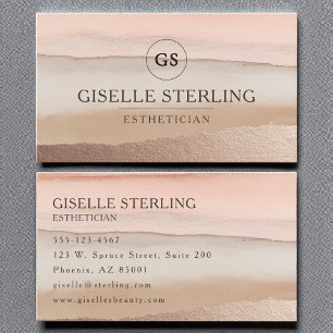 Esthetician Ro Guld Beige Watercolor Visitkort