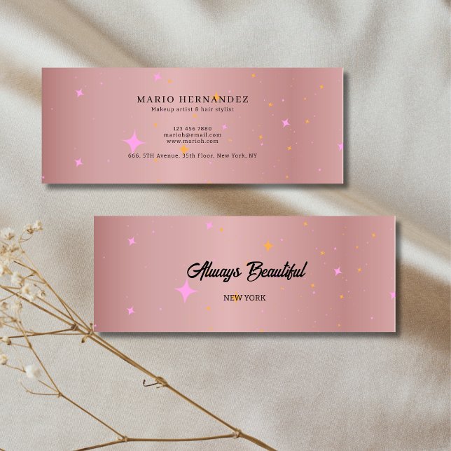 Esthetician Ro Guld Script Calligraphy Mini Visitkort (Esthetician Rose Gold Script Calligraphy Mini Business Card)