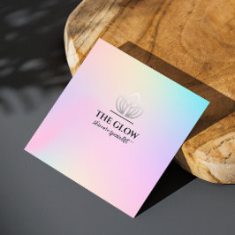 Esthetician Rosa Holography Iridescent Qr Code Fyrkantigt Visitkort