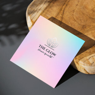 Esthetician Rosa Holography Iridescent Qr Code Fyrkantigt Visitkort