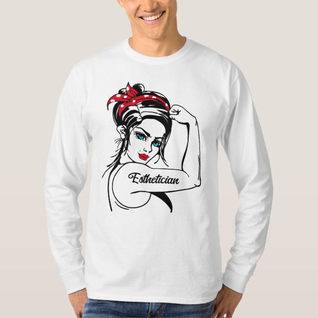 Esthetician Rosie Riveter Pin Up T Shirt (Framsida)