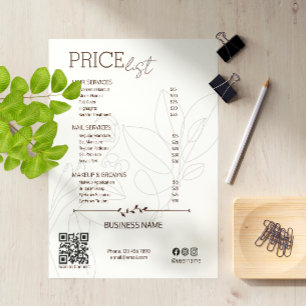 Esthetician Service Pris List Bohemian Scan Me Kort