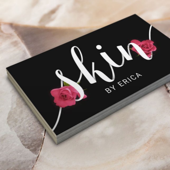 Esthetician Skin Salon Flower & Papper Typography Visitkort (Skapare uppladdad)