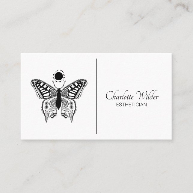 Esthetician Skincare Butterfly Logotyp Visitkort (Framsida)