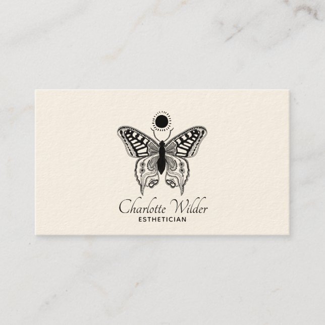 Esthetician Skincare Butterfly Logotyp Visitkort (Framsida)