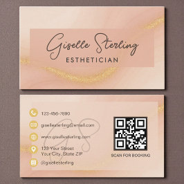 Esthetician Watercolor QR Code Visitkort
