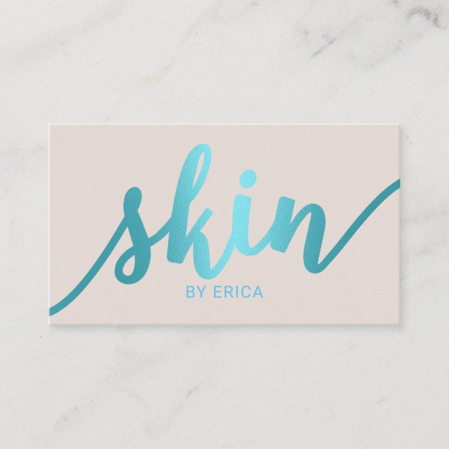 Estheticiska turquise Script Skincare Salon SPA Visitkort (Framsida)