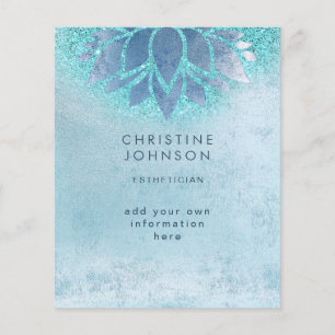 esthetiker blue teal faux glitter flygblad