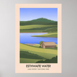 Esthwaite Water Lake District Resemålningaffisch Poster