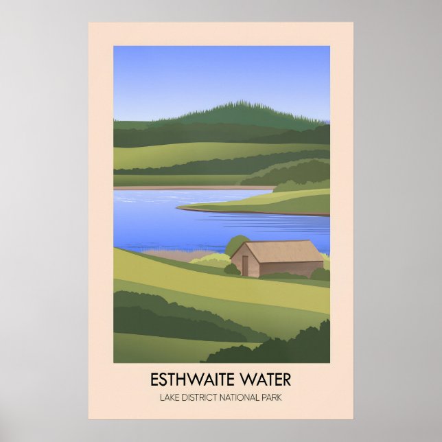 Esthwaite Water Lake District Resemålningaffisch Poster (Framsidan)