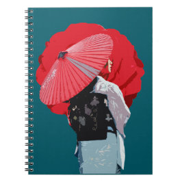Estilizado Vermelho Figurativo Moda Japonesa Anteckningsbok