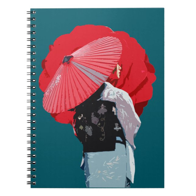 Estilizado Vermelho Figurativo Moda Japonesa Anteckningsbok (Framsidan)