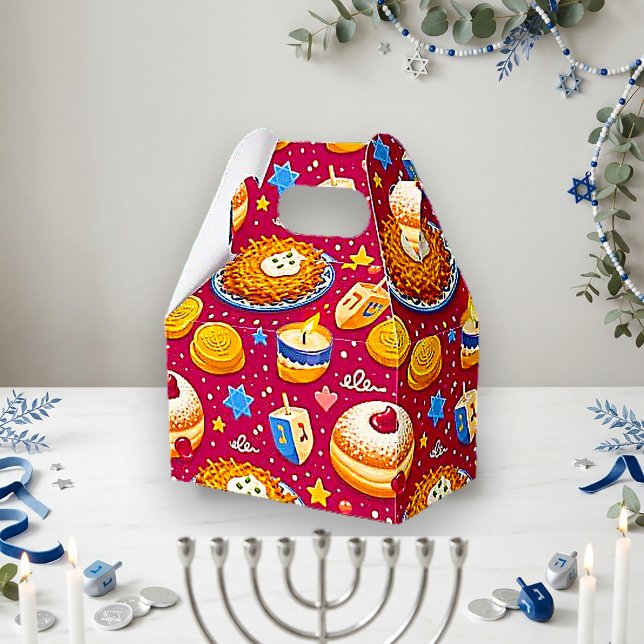 Estive Röda Illustrerade Hanukkah Mat Presentaskar (Skapare uppladdad)