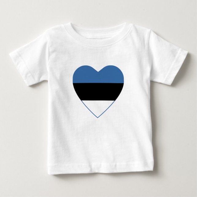 Estland Flagga Heart T-Shirt (Framsida)