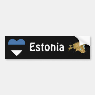 Estland Flagga Hjärta + Karta Bildäckslapp Bildekal