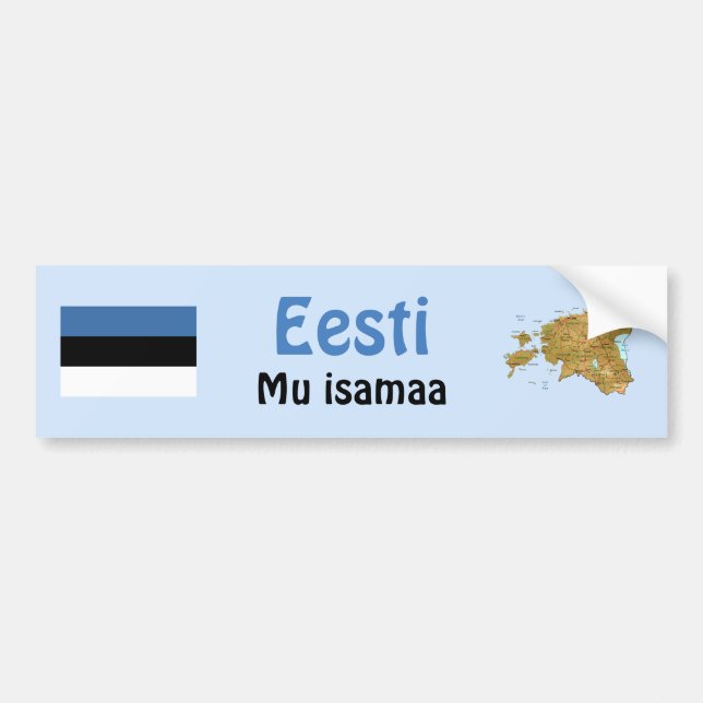 Estland Flagga + Karta Bildäckslapp Bildekal (Framsidan)