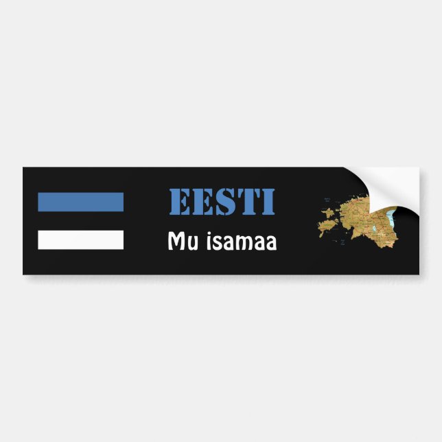 Estland Flagga + Karta Bildäckslapp Bildekal (Framsidan)