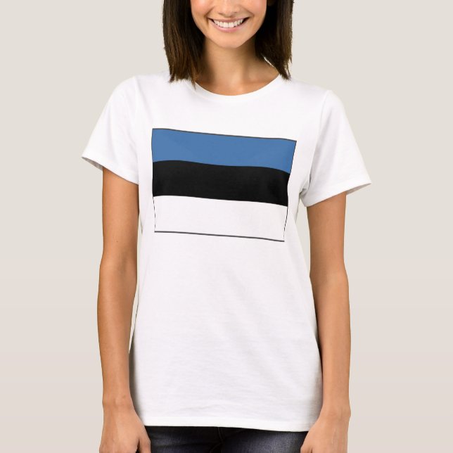 Estland Flagga x Karta T-Shirt (Framsida)