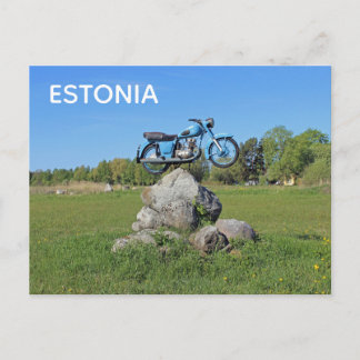ESTLAND Gammal motorcykel vykort! Vykort