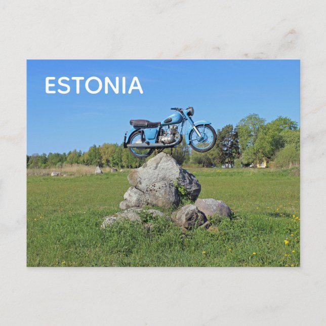 ESTLAND Gammal motorcykel vykort!  Vykort (Framsida)
