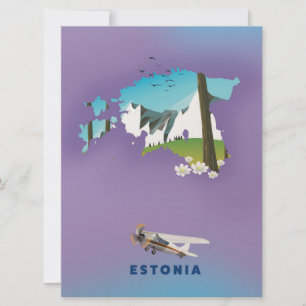 Estland Illustrerad kartturistaffisch Inbjudningar