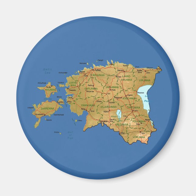 Estland Karta Magnet (Framsidan)