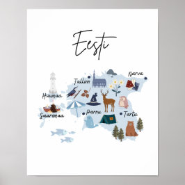 Estland kartaffisch poster