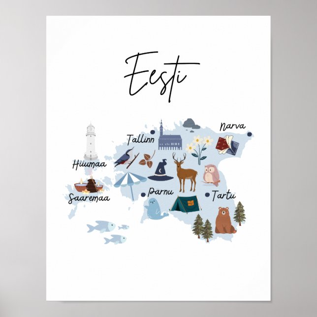 Estland kartaffisch poster (Framsidan)