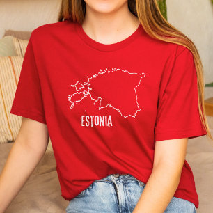 Estland Landkartans kontur Estniska nationella lin T Shirt