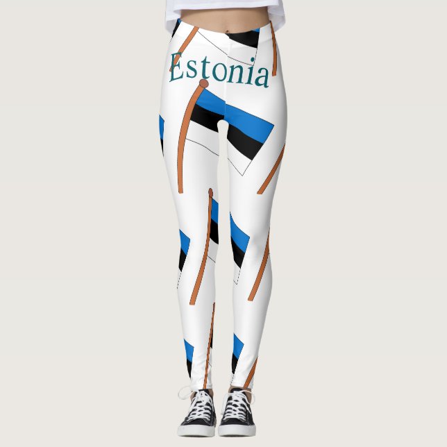 Estland Landsflagga Thunder_Cove Leggings (Framsida)
