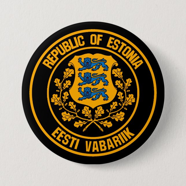 Estland Round Emblem Knapp (Framsida)