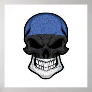 Estland Smiling Skull Flagga Poster