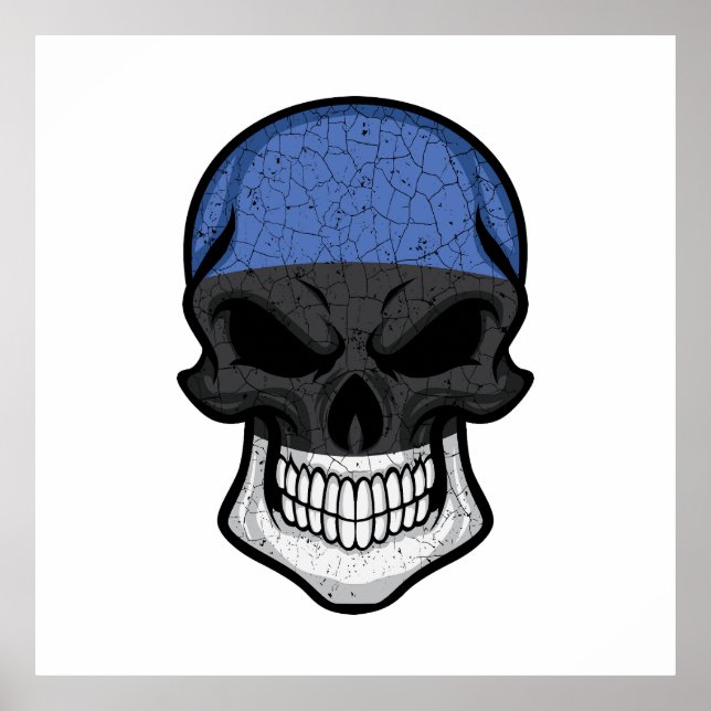 Estland Smiling Skull Flagga Poster (Framsidan)