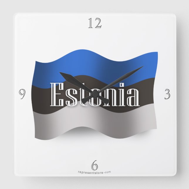 Estland som vinkar flagga fyrkantig klocka (Framsida)