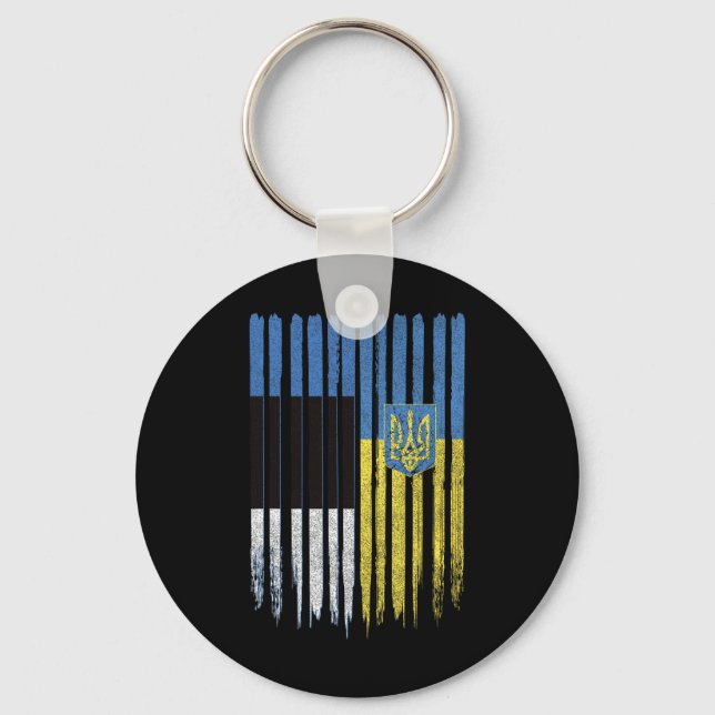 Estland Ukraina Estnisk Ukrainsk Flagga  Nyckelring (Framsida)