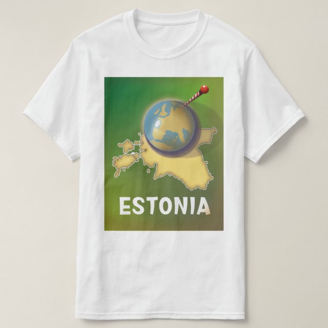 Estland Vintage resor poster karta T Shirt (Design framsida)