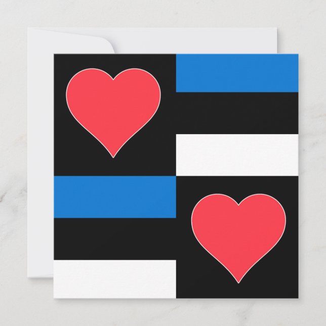 Estlands Flagga Heart Mönster Roligt Patriotic Est Kort (Framsida)