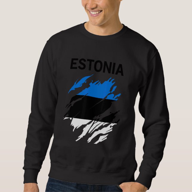Estlands flagga lång ärmad tröja (Framsida)