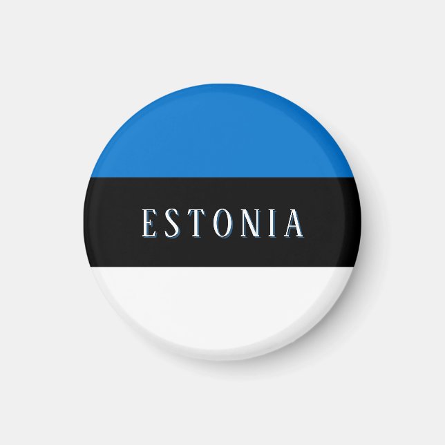 Estlands flagga (med text) magnet (Framsidan)