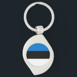 Estlands flagga swirl silverfärgad nyckelring<br><div class="desc">Patriotisk flagga av Estland.</div>