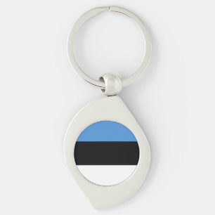 Estlands flagga swirl silverfärgad nyckelring