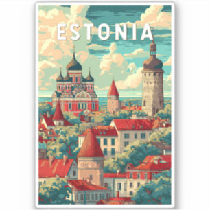 Estlands illustration Travel Art-Vintage Klistermärken