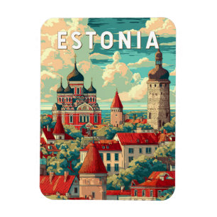 Estlands illustration Travel Art-Vintage Magnet